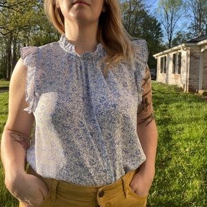 Floral flutter sleeve tank with mock neck from Loft